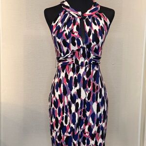 GUESS Y2K Halter Mini Dress Small Pink Abstract Keyhole Backless